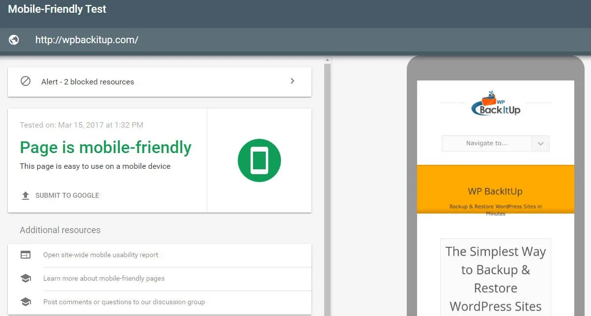 Mobile Friendly Test