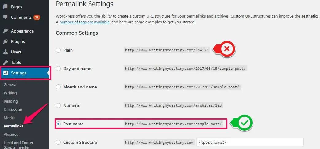 Permalink Settings