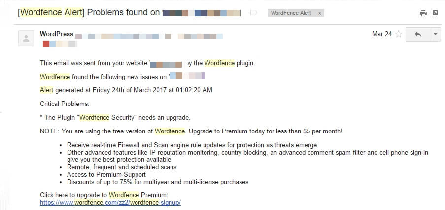 Wordfence Alert